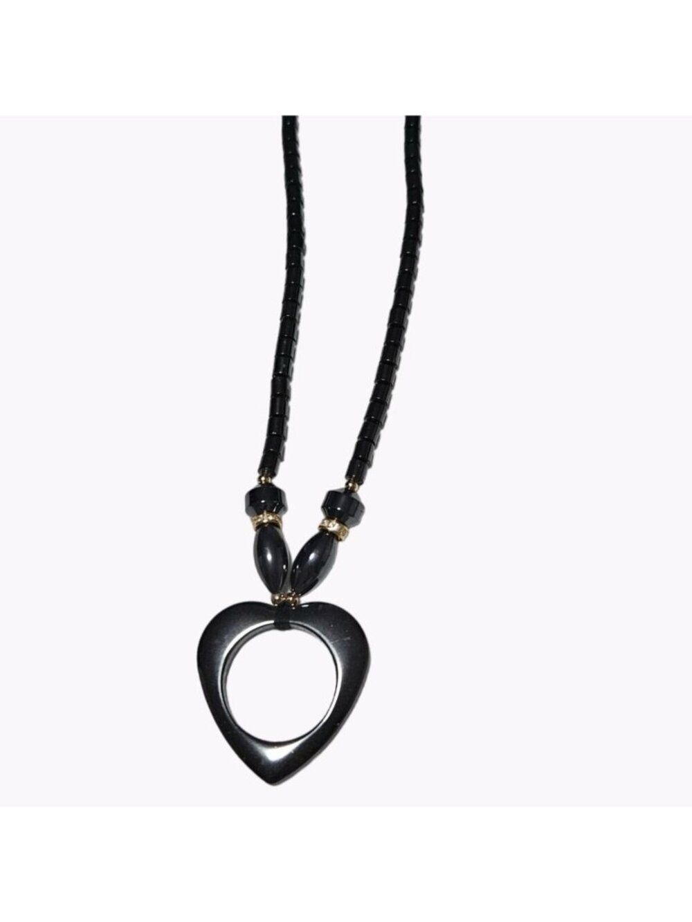 Classic Black Acrylic Heart Pendent Necklace Simple Minimalistic Fashion Jewelry